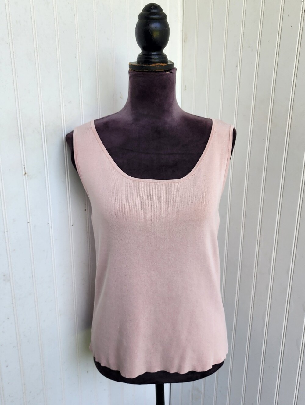 Yansi Fugel Blush Pink Silk Blend Sleeveless Knit Sweater Tank Top Scoop Neck L